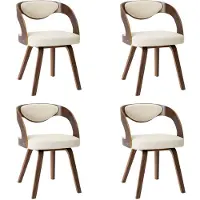 vidaXL Eetkamerstoelen 4 st gebogen hout en kunstleer crèmekleurig