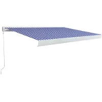 vidaXL Luifel handmatig 400x300 cm blauw en wit