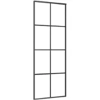 vidaXL Schuifdeur 76x205 cm aluminium en ESG-glas zwart