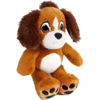 Merkloos knuffelhond junior 23 x 31 cm pluche bruin/wit