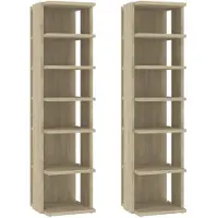 vidaXL Schoenenkasten 2 st 27,5x27x102 cm sonoma eikenkleurig