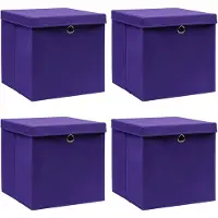 vidaXL Opbergboxen met deksel 4 st 28x28x28 cm paars