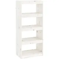 vidaXL Boekenkast/kamerscherm 60x30x135,5 cm massief grenenhout wit