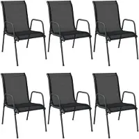 vidaXL Tuinstoelen 6 st staal en textileen zwart