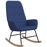 vidaXL Schommelstoel stof blauw