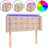 vidaXL Hoofdbord LED 93x16x78/88 cm kunstleer cappuccinokleurig