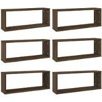 vidaXL Wandschappen kubus 6 st 60x15x23 cm bewerkt hout bruin eiken