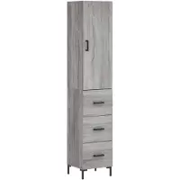 vidaXL Hoge kast 34,5x34x180 cm bewerkt hout grijs sonoma eikenkleurig