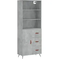 vidaXL Hoge kast 69,5x34x180 cm bewerkt hout betongrijs