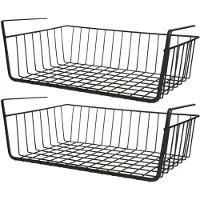 Urban Living Kastmandje - 2x - opberg/hang mandjes - rvs - zwart - 40 x 25 x 14 cm - Opbergmanden