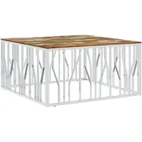 vidaXL Salontafel roestvrij staal en massief gerecycled hout zilver
