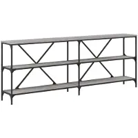 vidaXL Wandtafel 200x30x75 cm bewerkt hout en ijzer grijs sonoma eiken