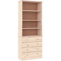 vidaXL Boekenkast met lades ALTA 77x35x186,5 cm massief grenenhout
