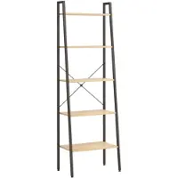 vidaXL Opbergmeubel met 5 lagen 56x35x174 cm lichtbruin en zwart