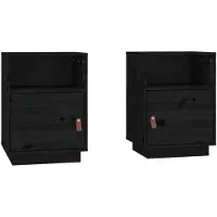 vidaXL Nachtkastjes 2 st 40x34x55 cm massief grenenhout zwart