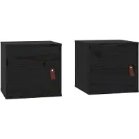 vidaXL Wandkasten 2 st 31,5x30x30 cm massief grenenhout zwart