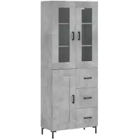 vidaXL Hoge kast 69,5x34x180 cm bewerkt hout betongrijs