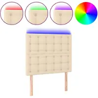 vidaXL Hoofdbord LED 100x5x118/128 cm stof crèmekleurig