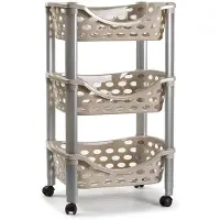 Forte Plastics Keukentrolley/roltafel 3 laags kunststof taupe 40 x 65 cm - Opberg trolley