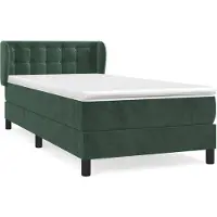 vidaXL Boxspring met matras fluweel donkergroen 90x200 cm