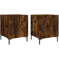 vidaXL Nachtkastjes 2 st 40x40x50 cm bewerkt hout gerookt eikenkleurig