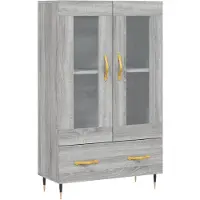 vidaXL Hoge kast 69,5x31x115 cm bewerkt hout grijs sonoma eikenkleurig