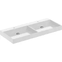 Ben Manzano wastafel mineraalmarmer 120,7x51,6x9,6 cm 2 bakken 2 kraangaten Glans wit