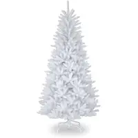Merkloos Montreal kunstkerstboom - 150 cm - wit - Ø 83 cm - 412 tips - metalen voet