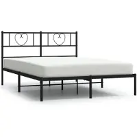 vidaXL Bedframe met hoofdbord metaal zwart 160x200 cm