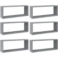 vidaXL Wandschappen kubus 6 st 60x15x23 cm bewerkt hout grijs sonoma