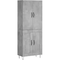 vidaXL Hoge kast 69,5x34x180 cm bewerkt hout betongrijs