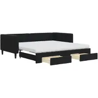 vidaXL Slaapbank met onderschuifbed en lades 100x200 cm fluweel zwart