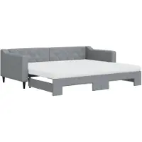 vidaXL Slaapbank onderschuifbed en matrassen 90x200 cm stof lichtgrijs