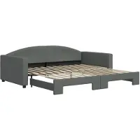 vidaXL Slaapbank met onderschuifbed 100x200 cm stof donkergrijs
