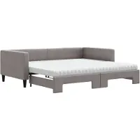 vidaXL Slaapbank met onderschuifbed en matrassen 100x200 cm stof taupe