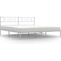 vidaXL Bedframe met hoofdbord metaal wit 200x200 cm