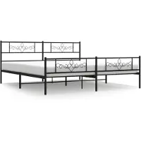 vidaXL Bedframe met hoofd- en voeteneinde metaal zwart 193x203 cm
