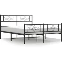 vidaXL Bedframe met hoofd- en voeteneinde metaal zwart 135x190 cm