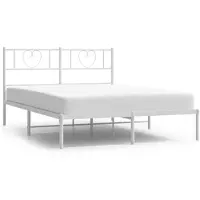 vidaXL Bedframe met hoofdbord metaal wit 135x190 cm
