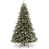 National Tree Company Snowy Sheffield kunstkerstboom - 228 cm - groen - Ø 145 cm - 2.610 tips - besneeuwd - metalen voet