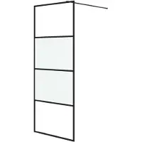 vidaXL Inloopdouchewand 80x195 cm halfmat ESG-glas zwart