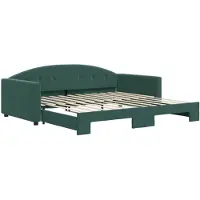 vidaXL Slaapbank met onderschuifbed 100x200 cm fluweel donkergroen