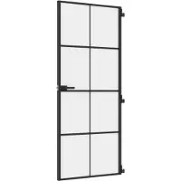 vidaXL Binnendeur smal 83x201,5 cm gehard glas en aluminium zwart