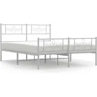 vidaXL Bedframe met hoofd- en voeteneinde metaal wit 140x190 cm
