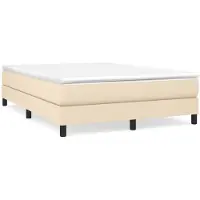 vidaXL Boxspring met matras stof crèmekleurig 140x190 cm