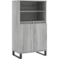 vidaXL Hoge kast 60x36x110 cm bewerkt hout grijs sonoma eikenkleurig