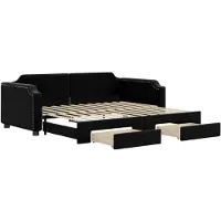 vidaXL Slaapbank met onderschuifbed en lades 80x200 cm stof zwart