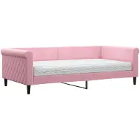 vidaXL Slaapbank met matras 100x200 cm fluweel roze