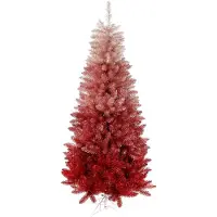 Merkloos Vegas Red Pink kunstkerstboom - 213 cm - ombre roze/rood - Ø 91 cm - 981 tips - metalen voet