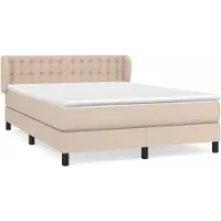 vidaXL Boxspring met matras kunstleer cappuccinokleurig 140x200 cm